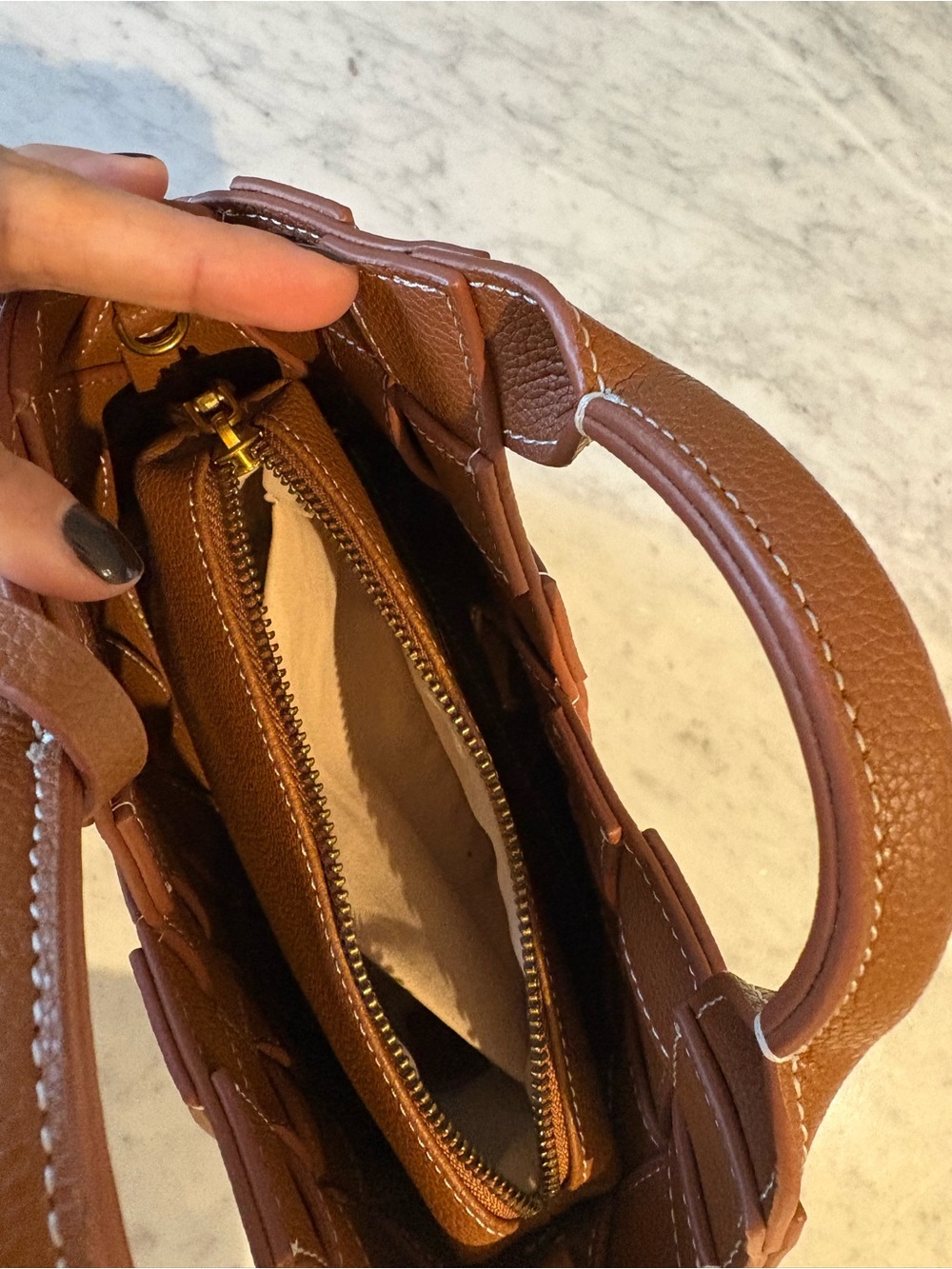 Caramel Woven Basket Bag - Picture 2 of 9